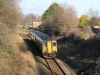 A train for Blackpool South nears Lytham on 31 January 2015. 150269 has just passed the site of Warton Junction, where a short branch ran down to Lytham Dock. The branch closed to passengers in 1874 but lingered on for goods traffic until the 1930s. [Ref query 6891] <br><br>[Mark Bartlett 31/01/2015]