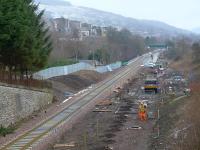 View south towards Kilnknowe Junction, Galashiels, on 3 February 2015. <br><br>[Bill Roberton 03/02/2015]