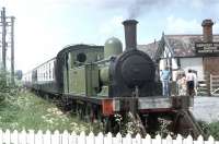 J72 0-6-0T 69023 at Dunnington station after a run along the line from York Layerthorpe in 1978. This view was taken from the old level crossing as the line had once continued to Wheldrake and Cliffe Common. The DVLR operated summer steam trains with <I>Joem</I> from 1977 to 1979. The last freight train to Dunnington ran in 1981 following which all DVLR operations ceased and the line was lifted. <br><br>[Mark Bartlett //1978]