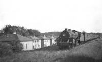 Crab 2-6-0 42780 at Muirend on 29 June 1950 shunting stock on the spur of the line to Clarkston East Junction [see image 9185].<br><br>[G H Robin collection by courtesy of the Mitchell Library, Glasgow 29/06/1950]