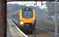 CrossCountry Voyager 221124 with the 1S31 Birmingham New Street to Glasgow Central via Edinburgh runs through Carstairs on 1 February 2015.<br><br>[Ken Browne 11/02/2015]