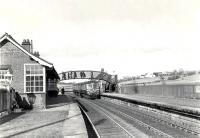 The 4.14pm from Glasgow Central arrives at Uplawmoor for the last time on 30 March 1962.<br><br>[G H Robin collection by courtesy of the Mitchell Library, Glasgow 30/03/1962]