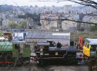 Locomotive lineup at Swanage on 21 March 1993.<br><br>[Peter Todd 21/03/1993]