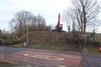 The former route of the MDLR at Maybole Road, Ayr, on 16 February 2015. The railway bridge was demolished many years ago and now the embankment which led north to the junction with the main line is being removed. Whether this is simply further clearance or cycle track extension is unknown at present.<br><br>[Colin Miller 16/02/2015]