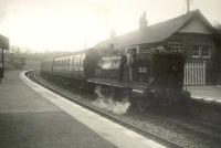 McIntosh ex-Caledonian 0-4-4T 55225 arrives at Whitecraigs on 9 May 1950 with a Glasgow train. [See image 46508]<br><br>[G H Robin collection by courtesy of the Mitchell Library, Glasgow 09/05/1950]