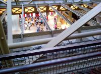 Looking down into the bookshop at this splendid former terminus station [see image 15901] in 2014. The station was only ever served by electric trains; so it would be easier to keep clean than a station filled with steam and smoke - if not quite as atmospheric.<br><br>[Ken Strachan 03/08/2014]