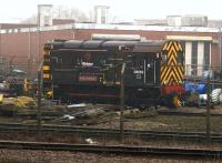 Shunter 08669 <I>Bob Machin</I> in the yard at Wabtec, Doncaster, on 10th February 2015. <br><br>[Colin McDonald 10/02/2015]