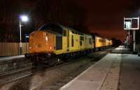Having photographed a pair of DRS 37s on a test train at Rufford last month [see image 49989], on 27 February 2015 it was the turn of a pair of Network Rail Class 97s to work the train down to Ormskirk and back to Preston as part of their overnight travels around the north-west. The photograph shows 97301 on the rear of the train on the outward trip with 97304 leading.<br><br>[John McIntyre 27/02/2015]