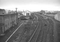 View east over Dunfermline Upper station in December 1973 following track alterations. The station had closed to passengers in October 1968.<br><br>[Bill Roberton /12/1973]