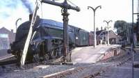 A4 60024 <I>Kingfisher</I> at Forfar on 19 August 1965 during a water stop with the Glasgow 'Postal'. <br><br>[John Robin 19/08/1965]