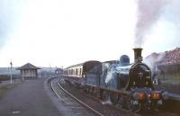 Caledonian 123 during a photostop at Possil station on 12 April 1963 with the SLS/BLS <I>Scottish Rambler no 2</I> Joint Easter Rail Tour. The special had arrived from Glasgow Central via Rutherglen, Partick and Maryhill. <br><br>[John Robin 12/04/1963]