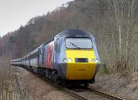 The 0940 VTEC service from Inverness to London Kings Cross nears Pitlochry on 22 March 2015.<br><br>[Bill Roberton 22/03/2015]