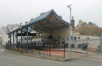 One week before opening for the 2015 season, a Great Orme tram waits in Llandudno Victoria station at the foot of the lower tramway section. All the cables had been refitted on the tramway by this date after their winter removal so the system was ready for operation - but no services just yet. <br><br>[Mark Bartlett 16/03/2015]