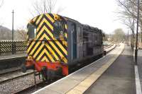 Weardale Railway diesel electric shunter HO 50, formerly NS 653 (EE 2150/1956), stabled at the west end of the platform at Stanhope on 15 March 2015.<br><br>[John McIntyre 15/03/2015]