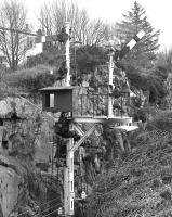 The Kyle of Lochalsh starter/home signals in August 1977.  <br><br>[Bill Roberton 25/08/1977]