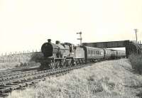 LMS 2P 4-4-0 40644 with a Kilmarnock to Ardrossan train approaching Dubbs Junction on 4 April 1959. [Ref query 8500] <br><br>[G H Robin collection by courtesy of the Mitchell Library, Glasgow 04/04/1959]