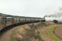 Sweeping round the cliff top curves near Seaham the <I>Wensleydale and Durham Coast</I> tour heads back to York with K4 61994 <I>The Great Marquess</I> seen here bringing up the rear. K1 62005 was lead locomotive on this leg from Ryhope Grange Junction. <br><br>[Mark Bartlett 21/03/2015]