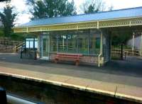 The elegant waiting room and DDA-compliant ramp are both major improvements at Malvern Link, a station which previously had very basic facilities. Platform view in March 2015.<br><br>[Ken Strachan 30/03/2015]