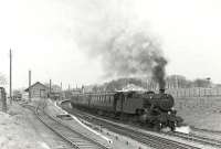 42059 heads south away from Neilston High on 28 April 1960 with a train for Uplawmoor. <br><br>[G H Robin collection by courtesy of the Mitchell Library, Glasgow 28/04/1960]