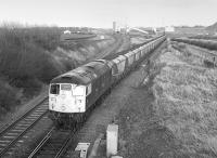 26001 leaves Blindwells loading point on 9 March 1981 with a loaded coal train.<br><br>[Bill Roberton 09/03/1981]