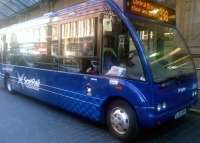 The Glasgow interstations bus - now in ScotRail livery. Photographed on 7 April 2015 at Central station. <br><br>[John Yellowlees 07/04/2015]