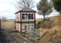 The Midland signal box at Settle Junction, as seen from a passing charter train (with opening windows!) coming off the Little North Western line from Carnforth in March 2015. <br><br>[Mark Bartlett 21/03/2015]