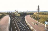 A Type 2 brings a freight from the south into Georgemas Junction on 29 September 1967.<br><br>[John Robin 29/09/1967]