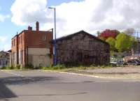 Former railway buildings at High Wycombe in April 2014 [see image 47130]. Here are the remains of the entrance, offices, and train shed used from 1846 to 1864. Part of the current Chiltern Railways station can be seen on the right.<br><br>[Ken Strachan 26/04/2014]