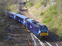 Scotrail-liveried 68007 joins the 'sub' at Craiglockhart Junction with the Motherwell - Edinburgh empty stock working for the Fife commuter service on 17 April.<br><br>[Bill Roberton 17/04/2015]