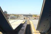 A view west from Reading station footbridge on 15 April.<br><br>[Peter Todd 15/04/2015]