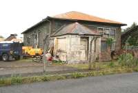 Rear view of the old goods shed at Newton Sewart on 31 May 2007. It definitely looks much better from the front! [See image 50646]<br><br>[John Furnevel 31/05/2007]