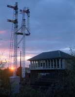 The Sun sets on Garnqueen North signalbox in 1989.<br><br>[Ewan Crawford //1989]