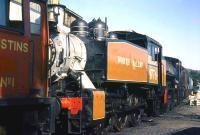 The KWVR's USA 0-6-0 Tank (formerly BR 30072) in the yard at Haworth in June 1976. On this occasion the locomotive is carrying the number 1776, commemorating the bicentenary of the United States of America.<br><br>[Colin Miller /06/1976]