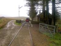Scene at the former Saughtree station on the Border Counties Line on 3 May 2015, looking south towards Deadwater. [See image 38722]<br><br>[John Yellowlees 03/05/2015]