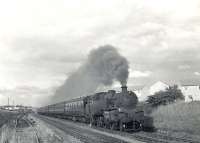 80107 leaving Neilston High on 8 August 1960 with a Glasgow Central - Uplawmoor train.<br><br>[G H Robin collection by courtesy of the Mitchell Library, Glasgow 08/08/1960]