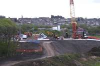 Looking east at the construction site of the new M8 Bargeddie Viaduct on 11th May 2015. <br><br>[Colin McDonald 11/05/2015]