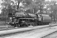 The Czechoslovakian State Railways heavy freight locomotive of class 556.0 was a handsome machine, but slightly spoilt in my view by a front-heavy look thanks to the chimney being set in front of the cylinders. On 29 August 1974 556.0506 has just brought a transfer freight from Caske Velenice into Gmuend and is waiting to take over the return working.	<br><br>[Bill Jamieson 29/08/1974]