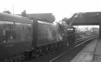 A2 Pacific 60530 <I>Sayajirao</I> taking on water at the north end of Stirling station on 31 August 1965 after arriving with the 6.15pm Buchanan Street - Dundee.<br><br>[K A Gray 31/08/1965]