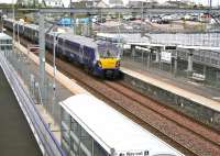 The 0957 Milngavie - Edinburgh eastbound through Armadale station on 15 May 2015. This train runs non-stop between Drumgelloch and Bathgate.<br><br>[John Furnevel 15/05/2015]