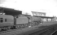 Britannia Pacific 70054 <I>Dornoch Firth</I> with an unidentified up train at Carlisle platform 4 in the summer of 1966.<br><br>[K A Gray //1966]