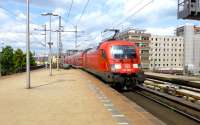 A class 182 propelling a train for Magdeburg through Berlin Alexanderplatz on 21 May.<br><br>[Colin Miller 21/05/2015]