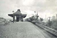 Motherwell based ex-Caledonian 4-4-0 54498 calls at Tollcross on 29 July 1949 with a westbound train.  <br><br>[G H Robin collection by courtesy of the Mitchell Library, Glasgow 29/07/1949]