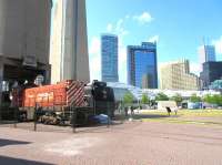 The Toronto Railway Heritage Centre, seen here in May 2015. The centre is housed in part of a roundhouse near the base of the CN Tower.<br><br>[John Yellowlees 28/05/2015]