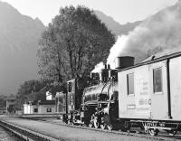 Ex Jugoslavian Railways 0-8-2 No. 83 076, rescued from Bosnia by the Austrian 'Club 760' and on long term hire to the Zillertalbahn as its No. 4, coasts through the station at Strass im Zillertal on the early evening of 5th September 2005 with the 17:18 steam service from Mayrhofen.<br><br>[Bill Jamieson 05/09/2005]