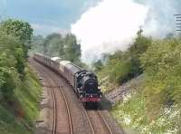 <I>The Fellsman</I>, shortly after leaving Carlisle on the Settle line on 17 June 2015. Photographed approaching Cotehill behind Jubilee 45690 <I>Leander</I>.<br><br>[Brian Smith 17/06/2015]