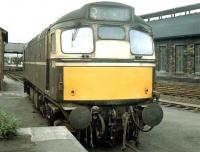 Stabled for the weekend alongside the goods depot to the south of Dumfries station in July 1970 [see image 19224] is Eastfield BRCW Type 2 no 5349. The up platform is visible on the left through St Mary's Street Road bridge, while the old Dumfries shed (closed in 1966 and trackless but still intact at that time) stands on the right.  <br><br>[John Furnevel 19/07/1970]