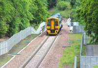 158731 crossing Glenesk Viaduct on its way north on 19 June 2015 during a Tweedbank - Newcraighall crew training turn. <br><br>[John Furnevel 19/06/2015]