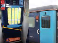 <I>Would be window hangers beware</I>. The return of loco hauled trains to the Cumbrian Coast is great news for enthusiasts but the limited clearances on the line north of Maryport mean that the two rakes of MkII stock in use have had to be fitted with bars over the droplights, just like the Derby DMUs that worked the line before the Sprinters. <br><br>[Mark Bartlett 22/06/2015]