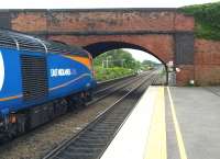 43064 is at the head of the 08.42 to London St.Pancras. Seven hours later, it was at the tail of a Southbound train in Leicester - presumably it had visited both Derby and Nottingham in the meantime. The 156 visible through the bridge is the 08.48 to Lincoln [see image 45162]. Notice the low level platform ends.<br><br>[Ken Strachan 19/06/2015]