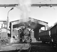 Having  just propelled its now empty train onto the adjacent road, 0-6-0T  No. 25-30 emerges from the unloading shed at Oskova washery on 24 September 2014 for the short run to the yard where it will pick up another loaded coal train.<br><br>[Bill Jamieson 24/09/2014]